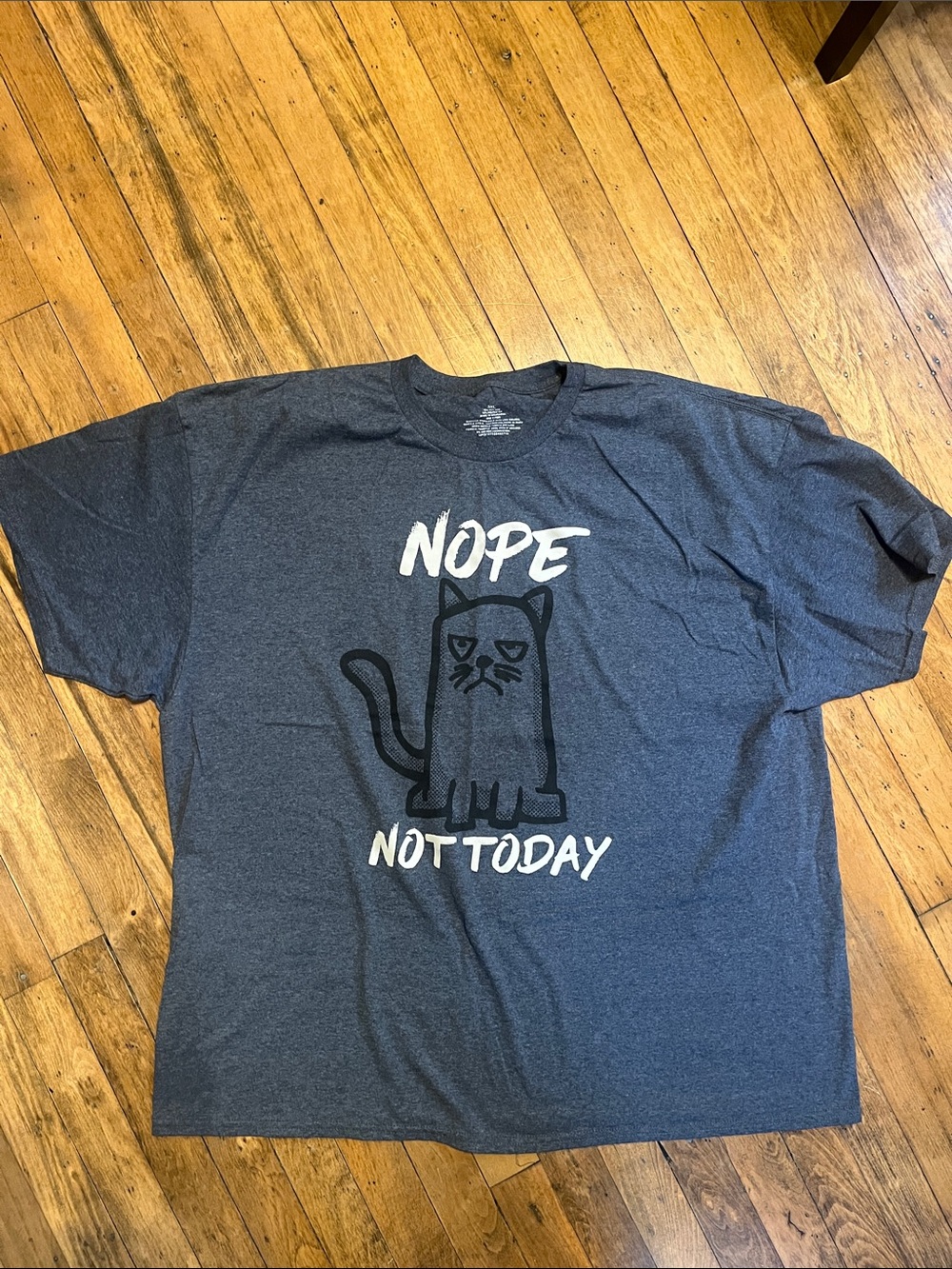 Nope Not Today Cat Graphic T-Shirt - Dark Blue Gray - Grumpy Cat Graphic
